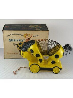 Vintage Slinky Bucko Bucking Pull Toy Cowboy 1950s With original Box